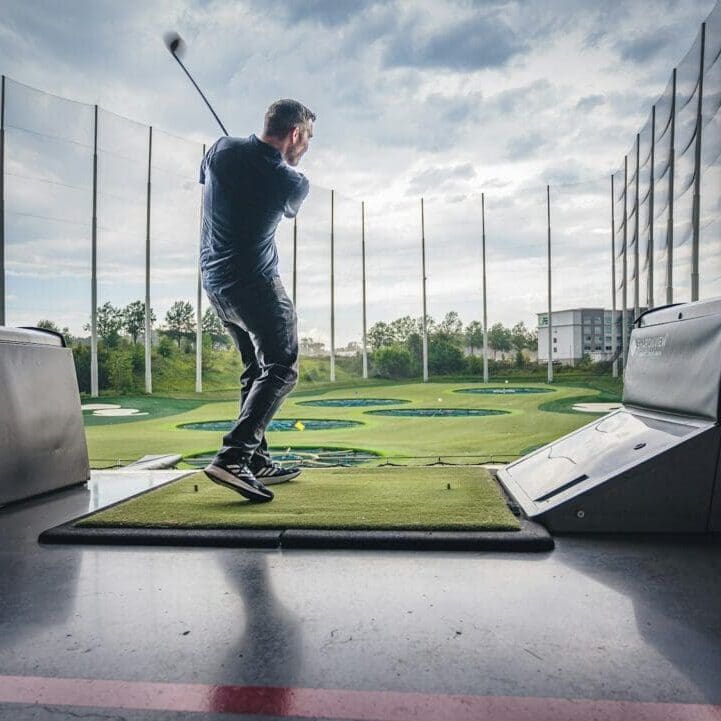 a man playing golf